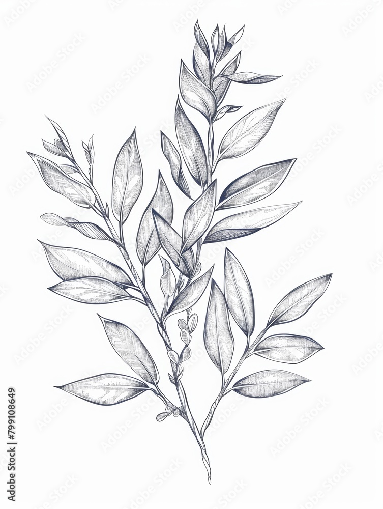 Elegant Floral Branch for Wedding Invitation Design Generative AI