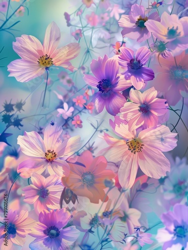 Vibrant Floral Pattern Background Generative AI