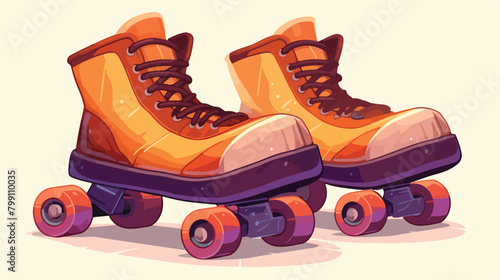 Quad roller skates on white backgroundRetro laced b