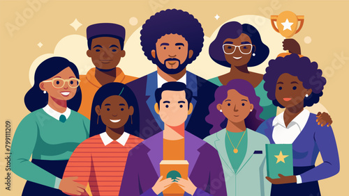 A group of young activists honor a trailblazing civil rights advocate with the Legacy Award for their courage and dedication in fighting for the. Vector illustration