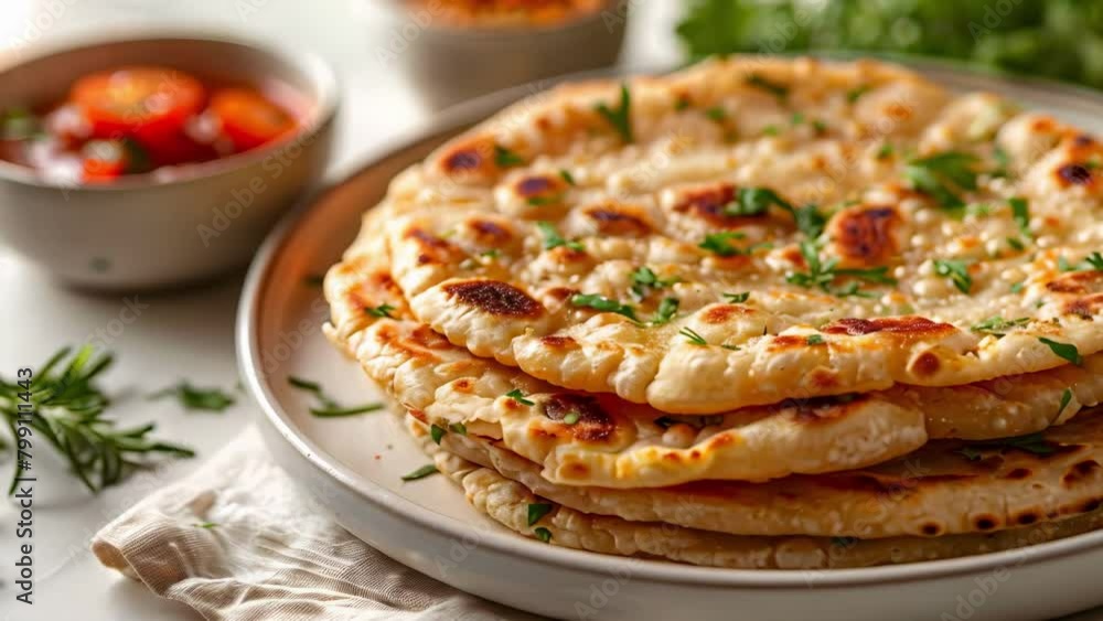 Isolated background with a plate of paratha. Concept Food Photography, Indian Cuisine, Isolated Backgrounds, Paratha Presentation, Culinary Art Isolated background with a plate of paratha. Concept Food Photography, Indian Cuisine, Isolated Backgrounds, Paratha Presentation, Culinary Art