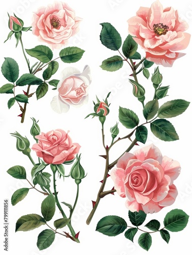 Pink Rose Floral Arrangement for Wedding Invitations Generative AI © Alex