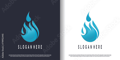 Water logo design with creative abstract concept Premium Vector