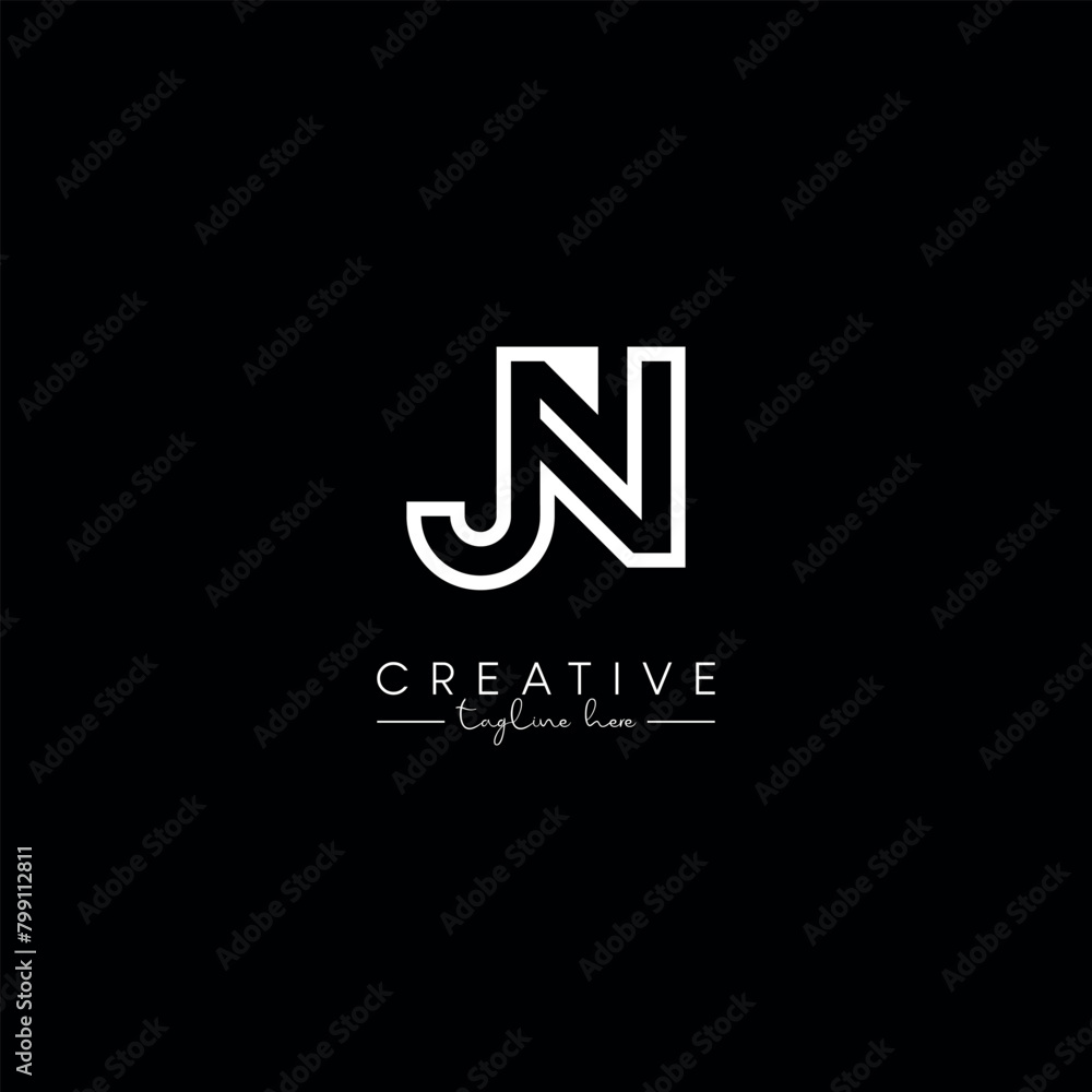 Creative Unique Letter JN NJ Initial Based Stylish Line Logo Design. Creative Unique Letter JN NJ Initial Based Stylish Line Logo Design.