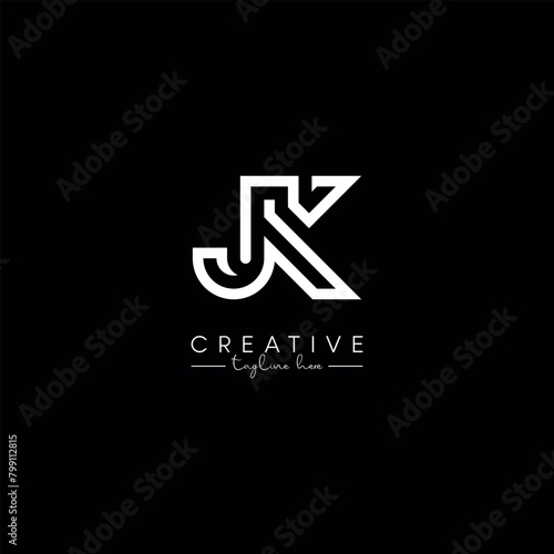 Free Download Creative Unique Letter JK KJ Initial Based Stylish Line Logo Design. - GFXLoad