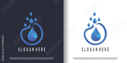 Water logo design with creative abstract concept Premium Vector