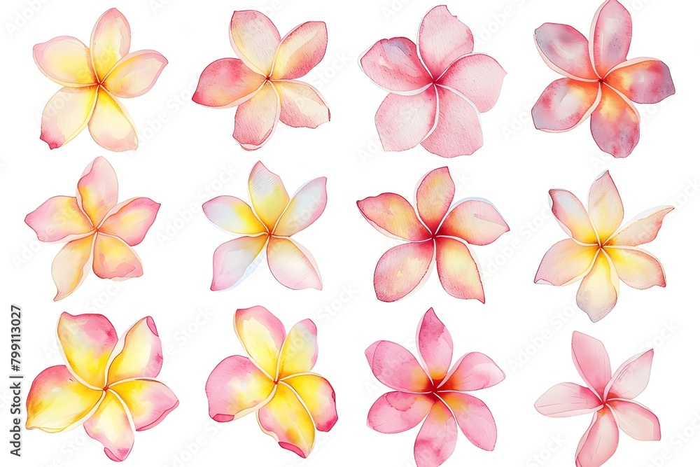 Watercolor frangipani flower clipart collection Watercolor frangipani flower clipart collection