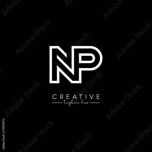 Creative Unique Letter NP PN Initial Based Stylish Line Logo Design