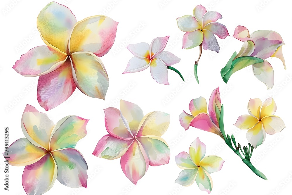 Watercolor frangipani flower clipart collection Watercolor frangipani flower clipart collection