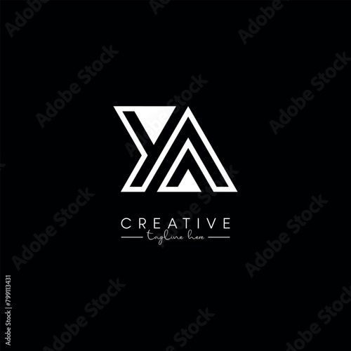 Creative Unique Letter YA AY Initial Based Stylish Line Logo Design.