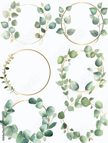 Elegant Holiday Frames with Eucalyptus Accents Generative AI