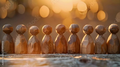 Wooden figures representing overpopulation and diversity in society. Concept Arts & Culture, Social Commentary, Diversity, Overpopulation, Wooden Figures photo
