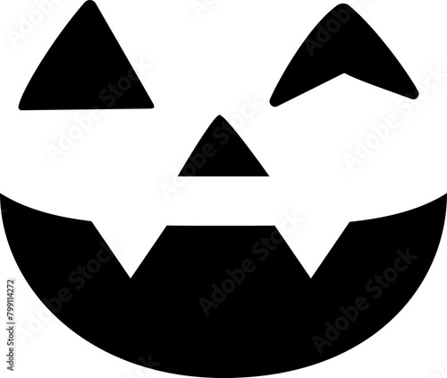 jack o lantern face silhouette icon. Pumpkin face silhouette icon for Halloween isolated. Jack o lantern smile silhouette vector symbol icon design.