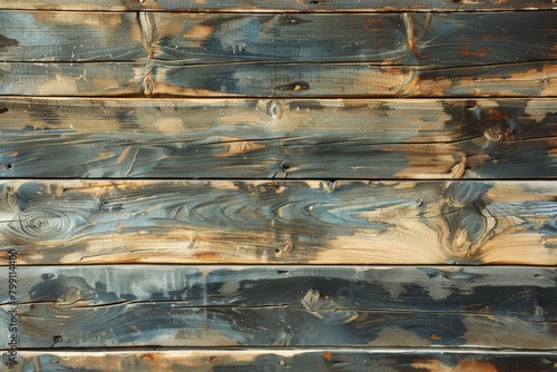 Close Up of Peeling Paint on Wooden Wall photo