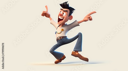 **A lively cartoon character engaged in a dynamic and energetic pose