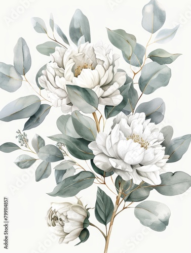 Delicate Floral Bouquet with Roses and Peonies Generative AI