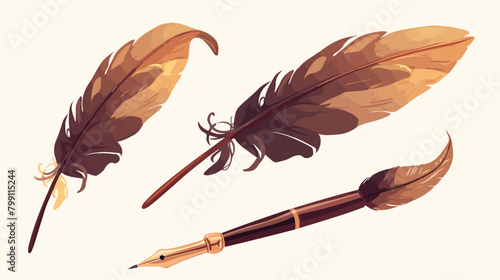 Quill pen for ink drawing calligraphy art. Bird fea photo