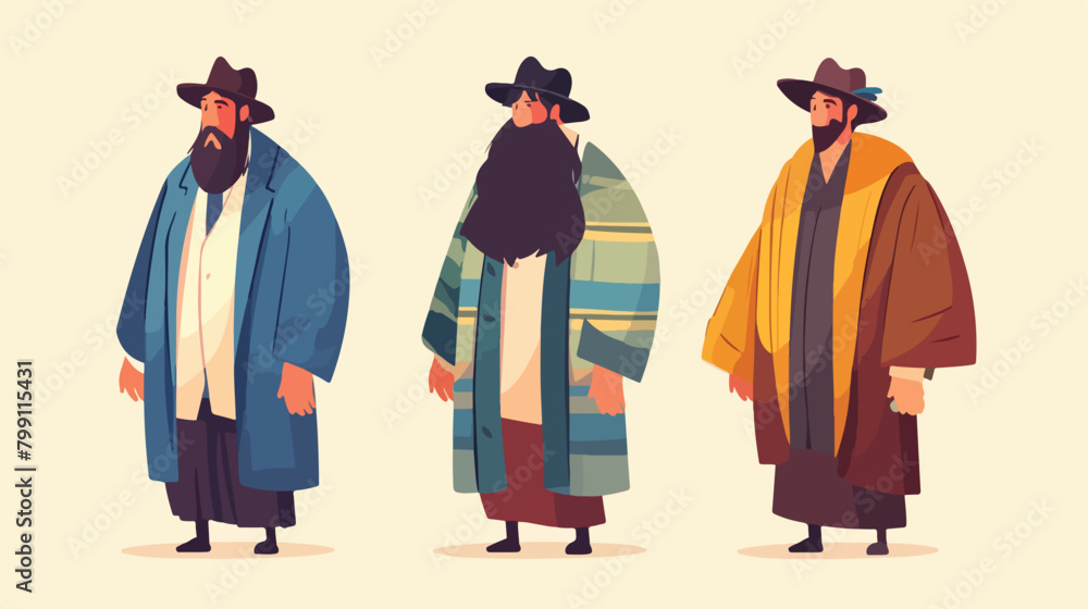 Rabbi with payot wearing traditional clothes and ha