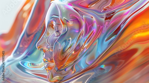 Stunning surreal portrait of a face immersed in vibrant colored water