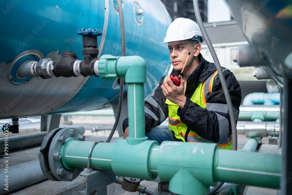 Industrial Engineer Checking Equipment with Tool Industrial Engineer Checking Equipment with Tool