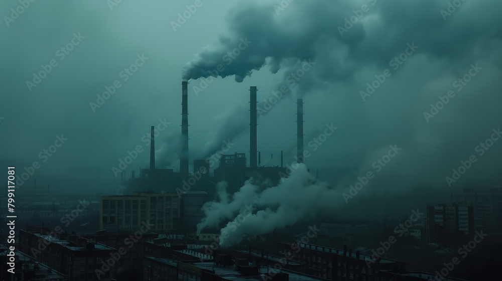 Huge factory releases smoke, environmental pollution