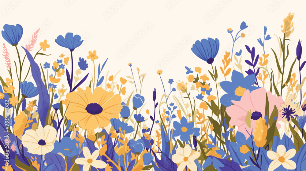 Rectangular background decorated with blue wild blo