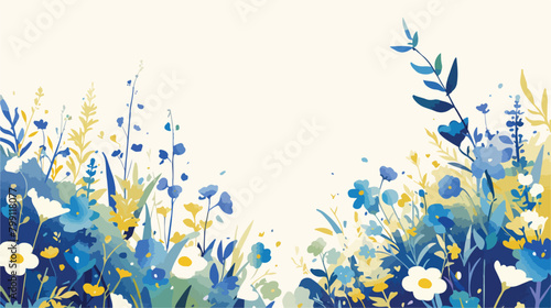 Rectangular background decorated with blue wild blo