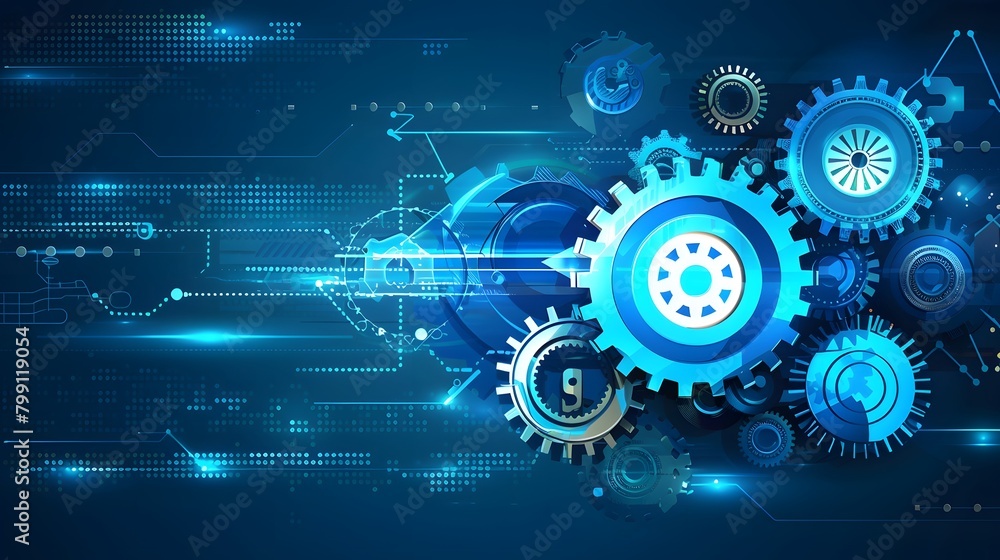 A blue background with a bunch of gears on it A blue background with a bunch of gears on it