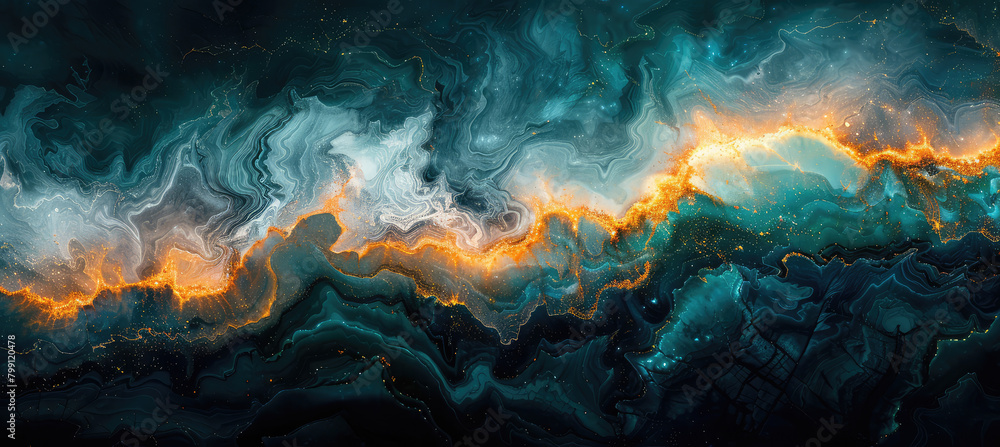 Abstract dark sky with swirling clouds, glowing embers. Created with Ai