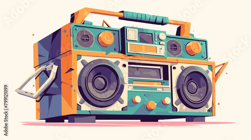 Retro tape recorder in 80s and 90s style. Cassette