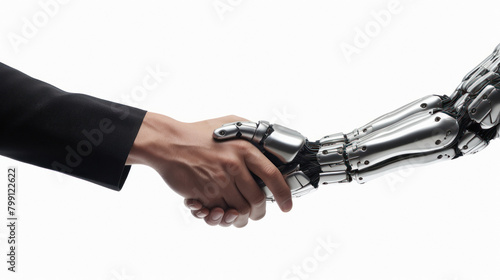 Robot and human partners or friends shaking hands