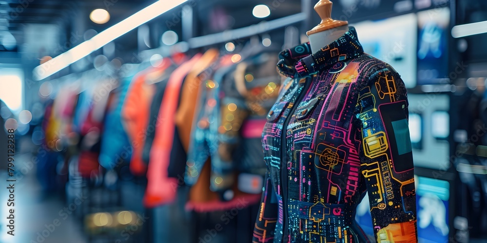 Naklejka premium Futuristic Fashion Showcasing Innovative Wearable Technology Concepts