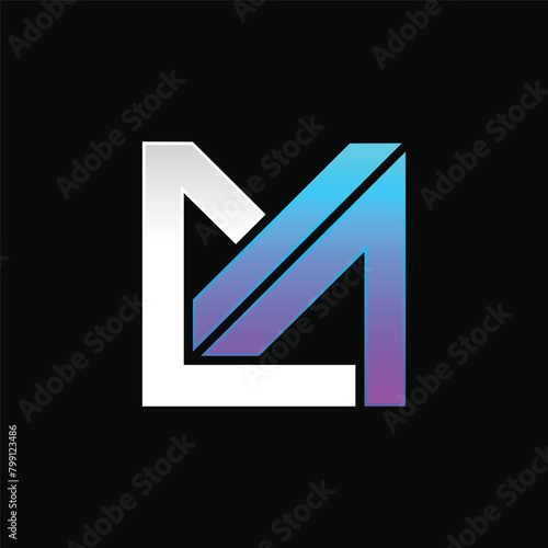 initial letter cm square shape vector