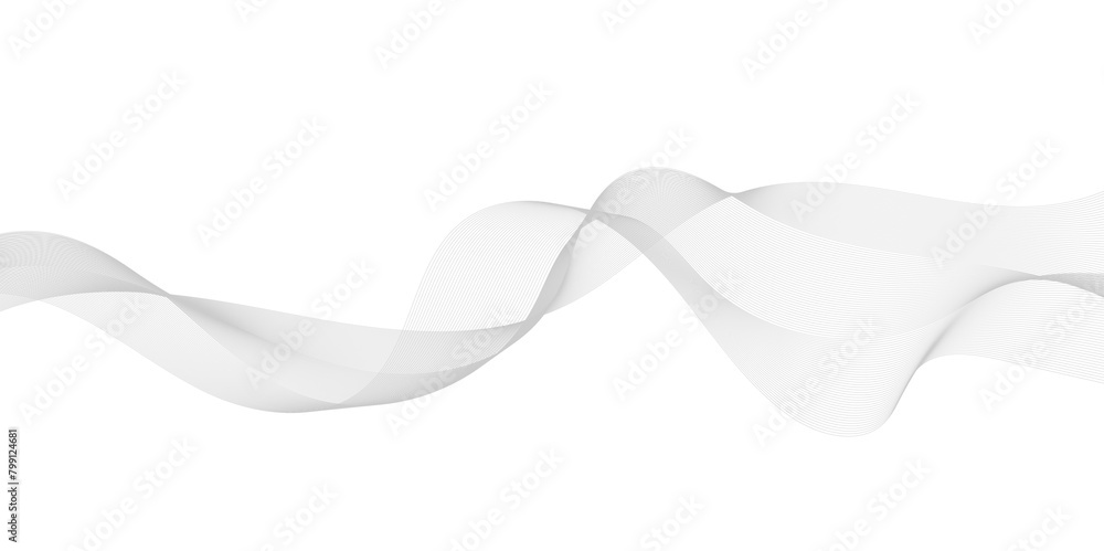 Gray and white abstract background with flowing particles. Digital future technology concept. Abstract white paper wave background and abstract gradient and white wave curve lines.	