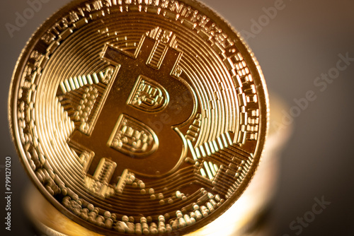 bitcoin gold coin macro close up , crypto cryptocurrency 