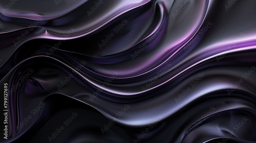 Fototapeta premium An abstract background with black and dark purple liquid flowing.