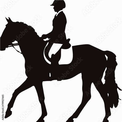 Cowboy riding horse silhouette vector illustration with isolated background