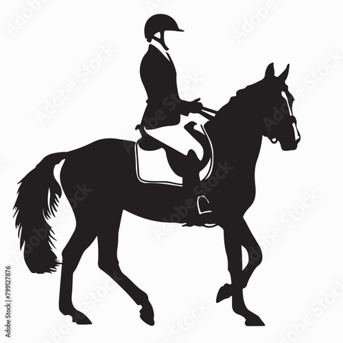 Cowboy riding horse silhouette vector illustration with isolated background