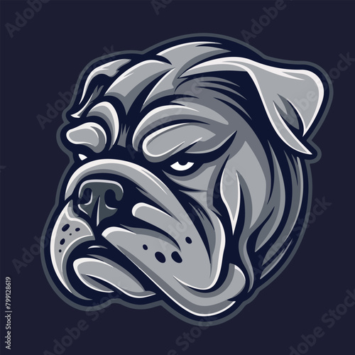 Angry bulldog head mascot vector illustration with isolated background