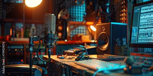 Close-up of a voice actor's desk with script excerpts and vocal warm-up exercises, representing a job in voice acting