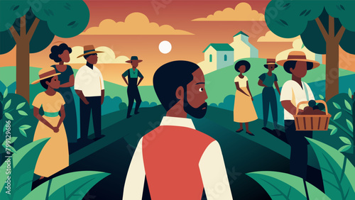 An immersive experience of a plantation providing a glimpse into the harsh realities of slavery and the struggle for freedom.. Vector illustration