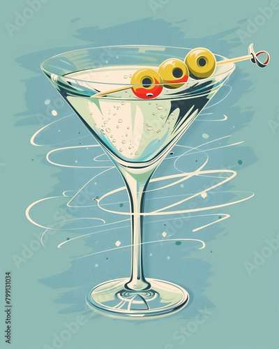 Dry Martini Cocktail Exhibition Poster for Modern Bars