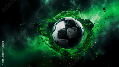 Soccer ball with green smoke