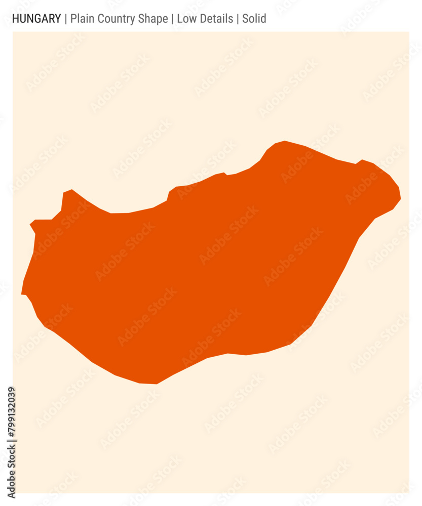 Hungary plain country map. Low Details. Solid style. Shape of Hungary. Vector illustration.