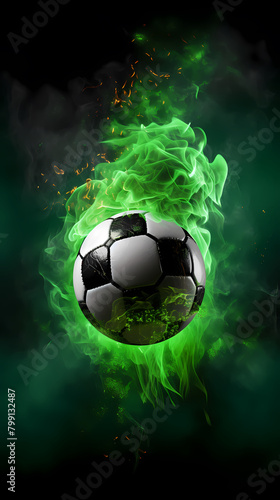 Soccer ball with green smoke © jiejie