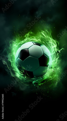Soccer ball with green smoke