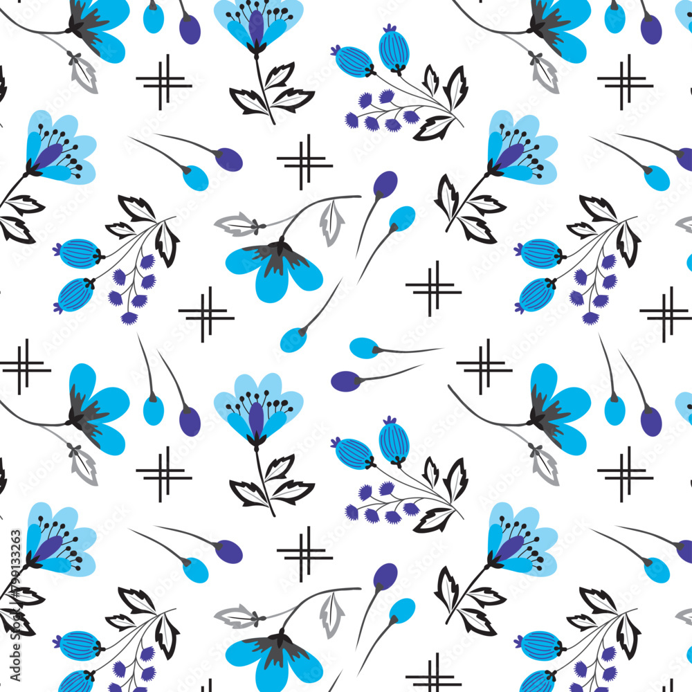 Fototapeta premium Decorative flowers design floral printable drawing