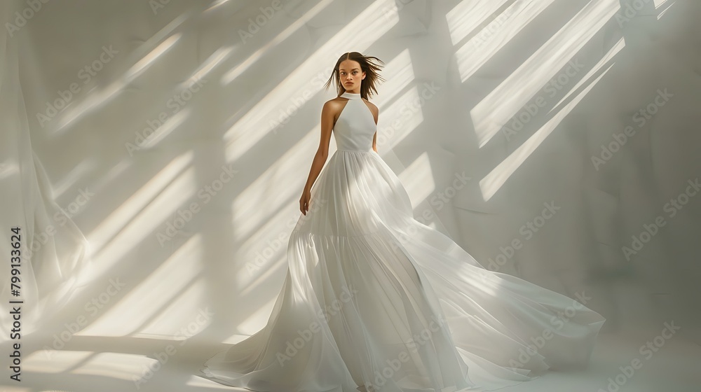 Stylish Modern Bride in Minimalist High-Necked Dress Stylish Modern Bride in Minimalist High-Necked Dress