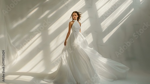 Stylish Modern Bride in Minimalist High-Necked Dress