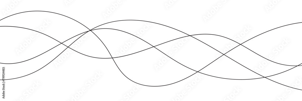 Thin line wavy background. Abstract black lines wave curve motion on white background vector. Abstract wavy background. Curve wave seamless pattern. Line art striped graphic template design. Thin line wavy background. Abstract black lines wave curve motion on white background vector. Abstract wavy background. Curve wave seamless pattern. Line art striped graphic template design.